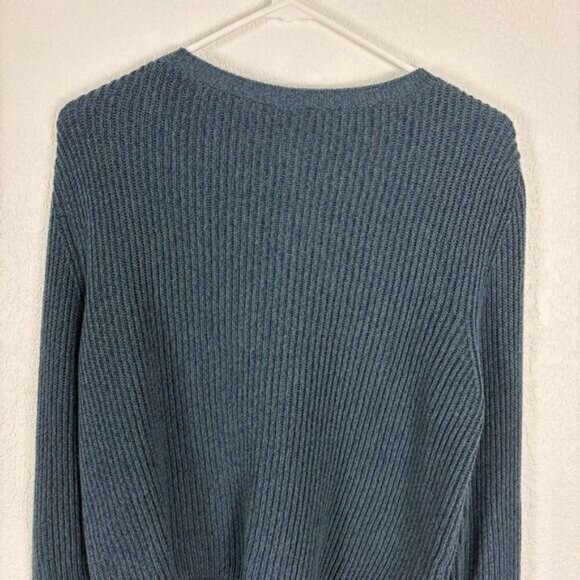 Max Mara Leisure Blue & Green Ribbed Knit Cotton Zip Up Sweater Size Large - Picture 9 of 11